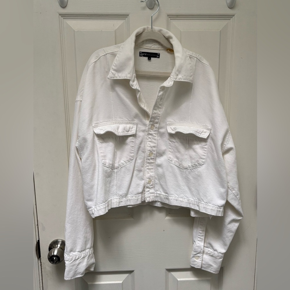 Levi’s Made and Crafted White Cropped Shirt Jacket